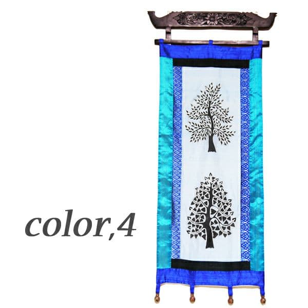 カンボジア直輸入☆シルクペイントタペストリー（ロング）Lサイズ　color,4