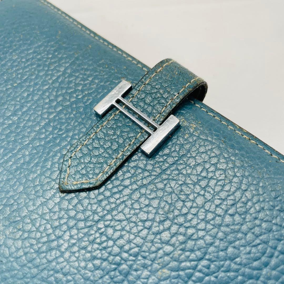 【kk/12.16/10】HERMES 財布 ベアンスフレ ヴォーエプソンブルー