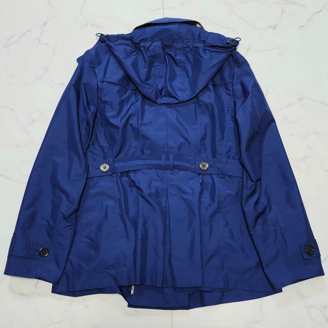 サイズ46/収納袋付☆バーバリーロンドン　スプリングコート　メガチェック　フード