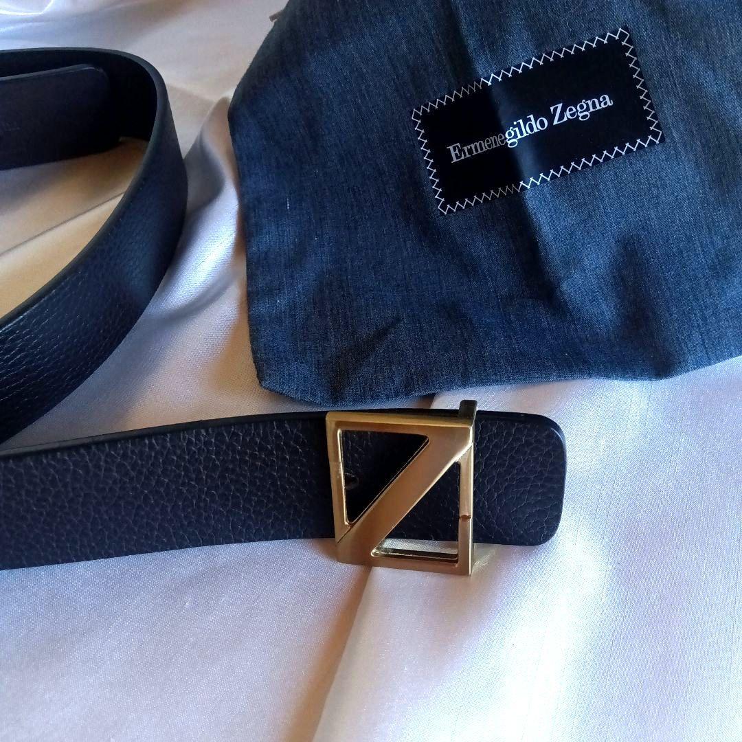 Ermenegildo Zegna レザー ベルト 焦げ茶　リバーシブル