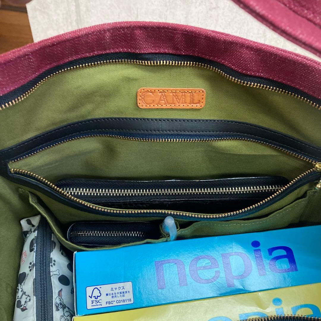 デニム✖︎本革　2wayリュック　がま口　ハンドメイド　オーダー