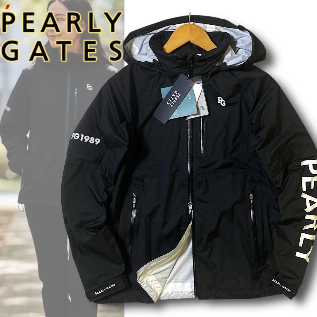 0 パーリーゲイツ ビッグロゴ レインジャケット ブラック 半袖にもなる!