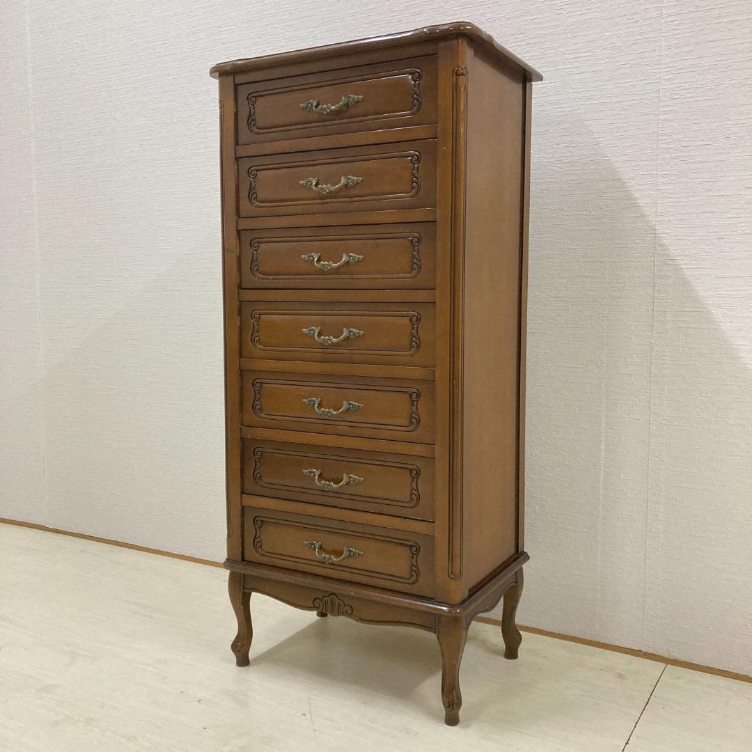 イタリア　クラシック　猫脚　7段チェスト　スリム