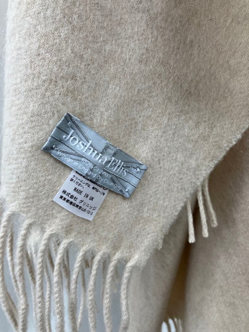 カシミヤ100% 無染色　ジョシュアエリス　大判ストール　アンダイド　ナチュラル