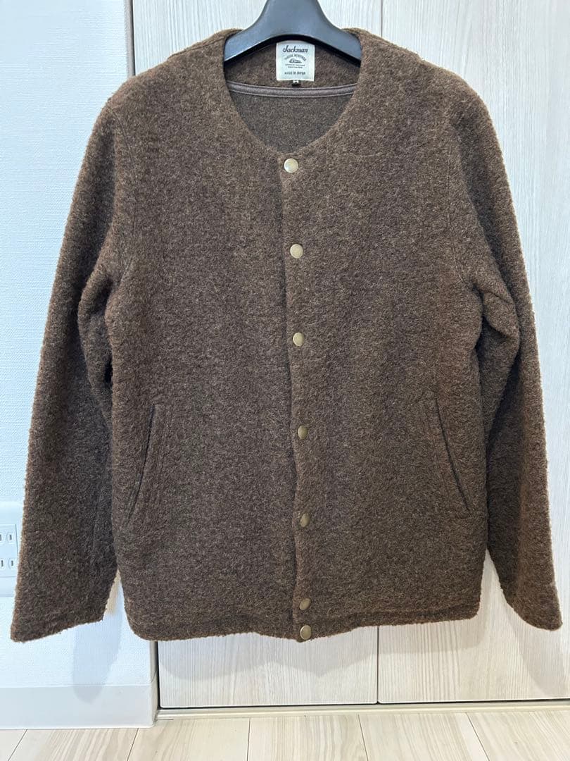 美品 Jackman ジャックマン Jacket ウールカラーレス ジャケット