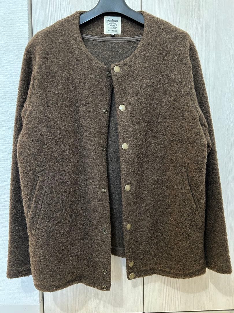 美品 Jackman ジャックマン Jacket ウールカラーレス ジャケット