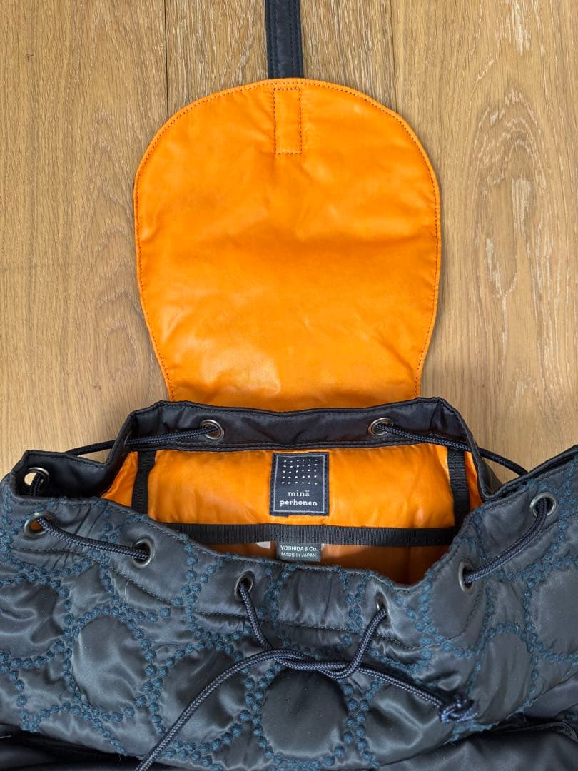 ミナペルホネン PORTER タンバリン　リュック　ネイビー　美品