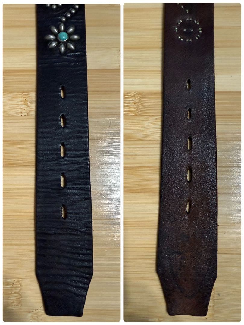 ⭐️HTC⭐️ フラワーターコイズ ⭐️ブラックレザー(茶芯)⭐️ニッケルスタッズ⭐️32