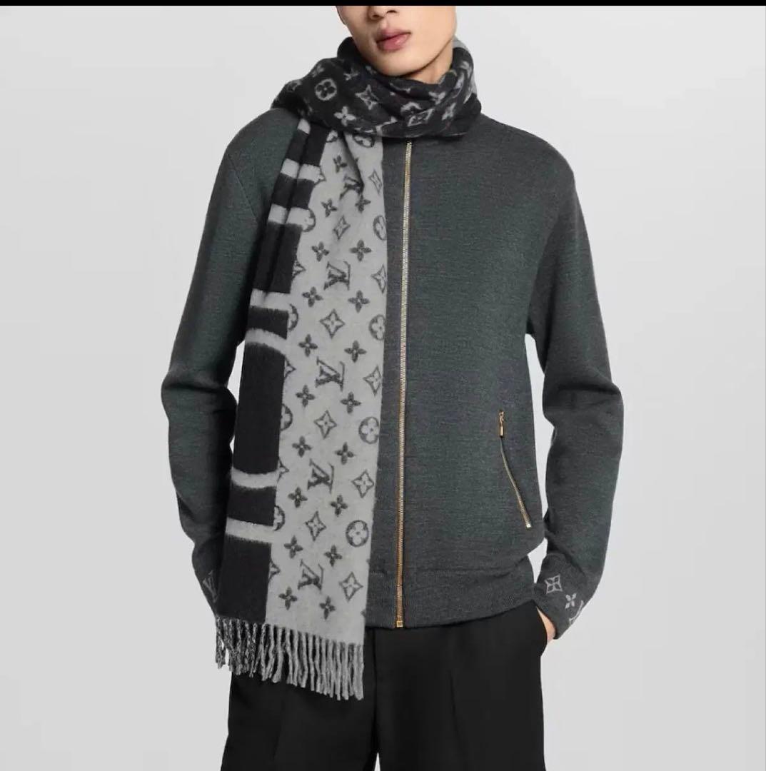 【美品】Louis Vuittonモノグラムマフラー・LV スプリット カシミア