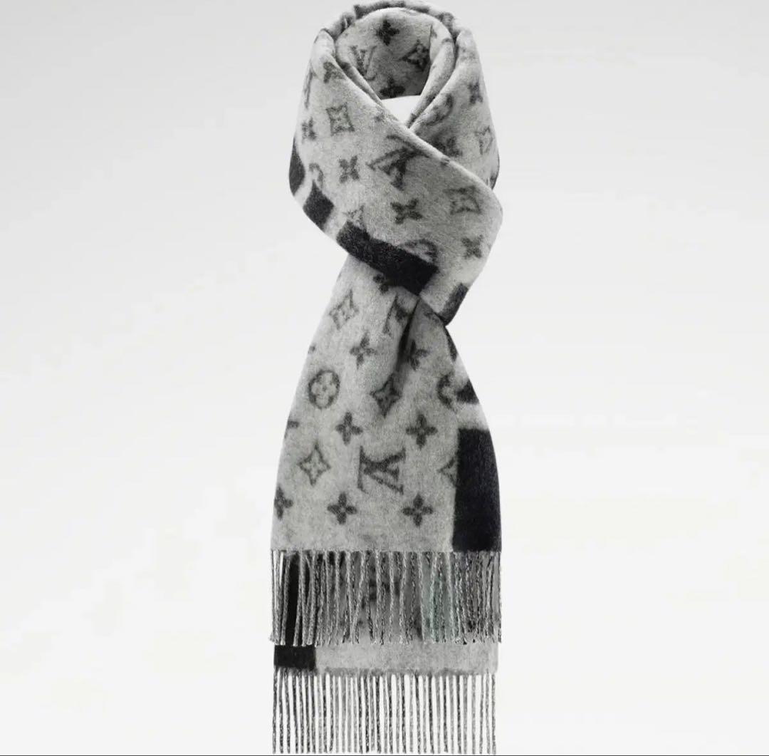 【美品】Louis Vuittonモノグラムマフラー・LV スプリット カシミア