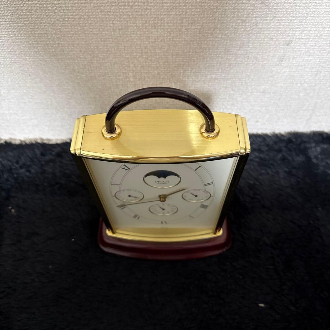激レア SEIKO DECOR 卓上時計 ムーンフェイズ ゴールド