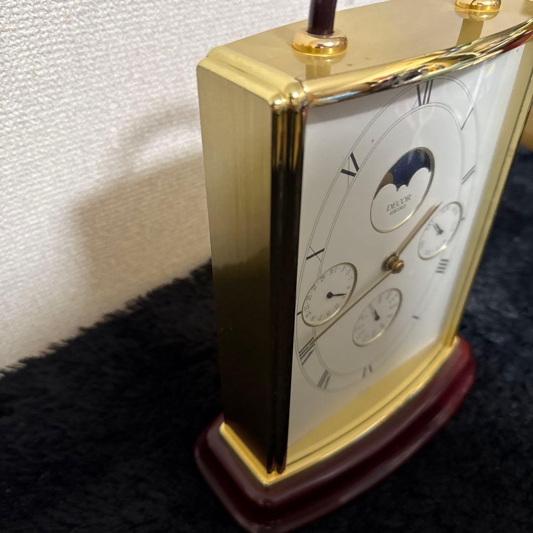 激レア SEIKO DECOR 卓上時計 ムーンフェイズ ゴールド