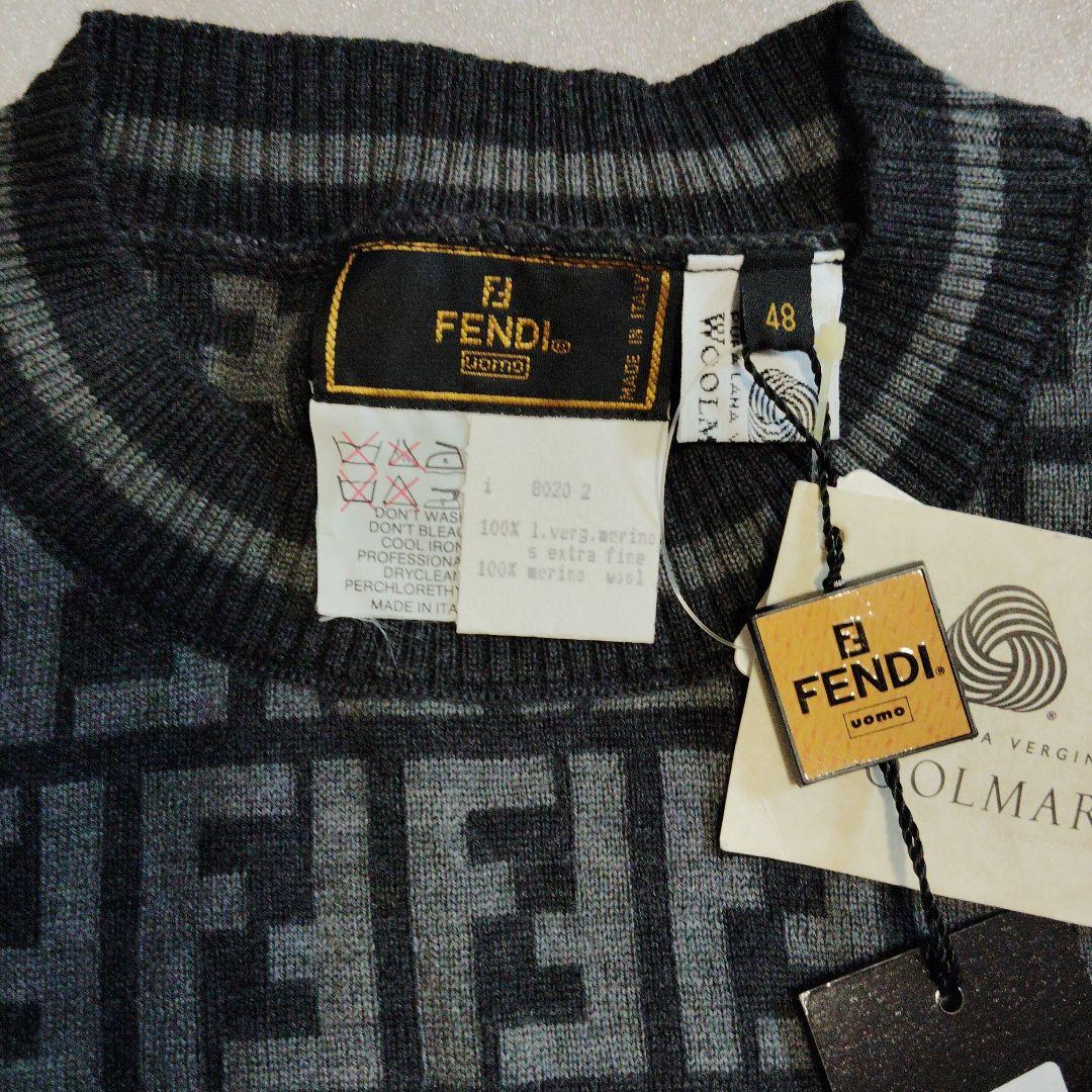 レア　FENDI フェンディ　ウール混　ズッカ　ニット　セーター　グレー　48