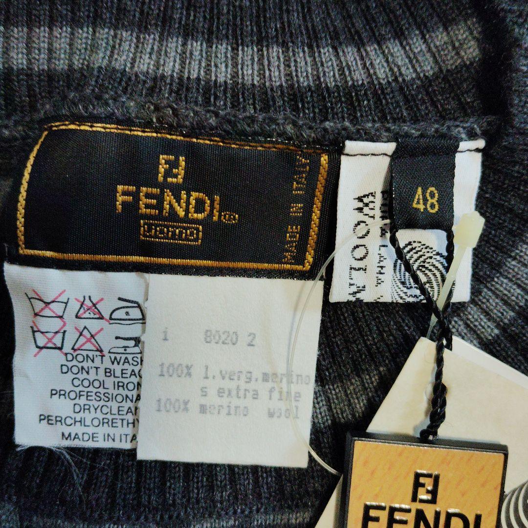 レア　FENDI フェンディ　ウール混　ズッカ　ニット　セーター　グレー　48