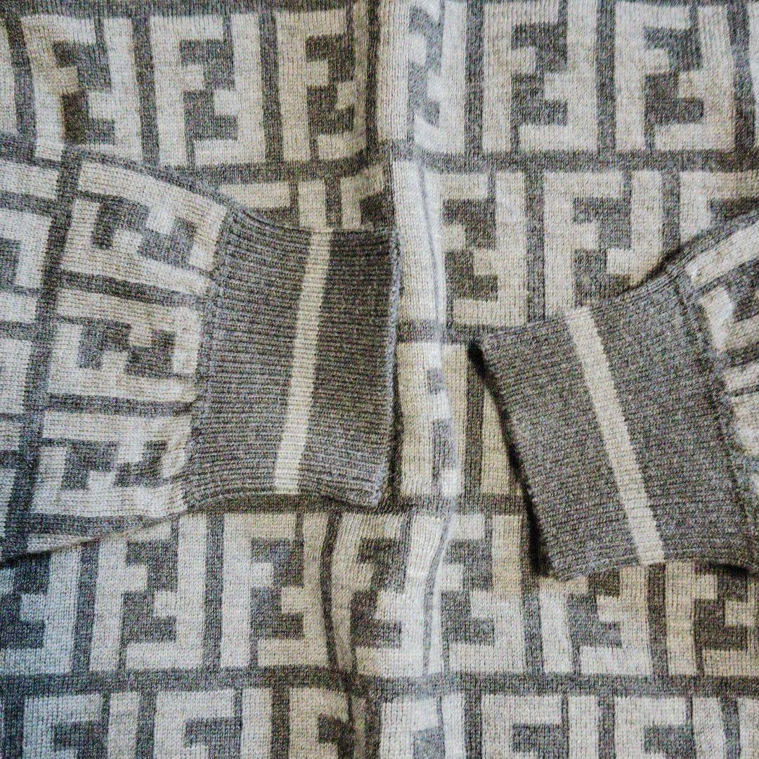 レア　FENDI フェンディ　ウール混　ズッカ　ニット　セーター　グレー　48