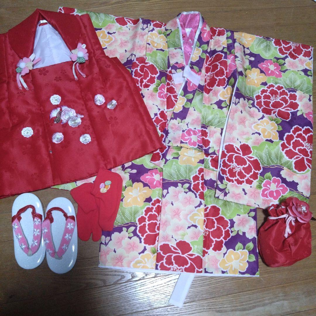美品★小町KIDS★三歳★紫＆ピンク★被布フルセット