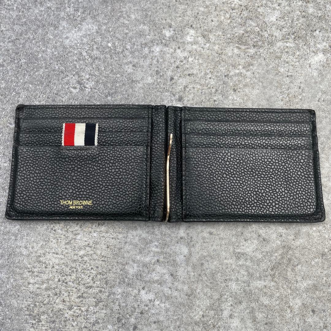 【美品】トムブラウン　折財布 トリコロール　黒　ブラック　クリップ付き