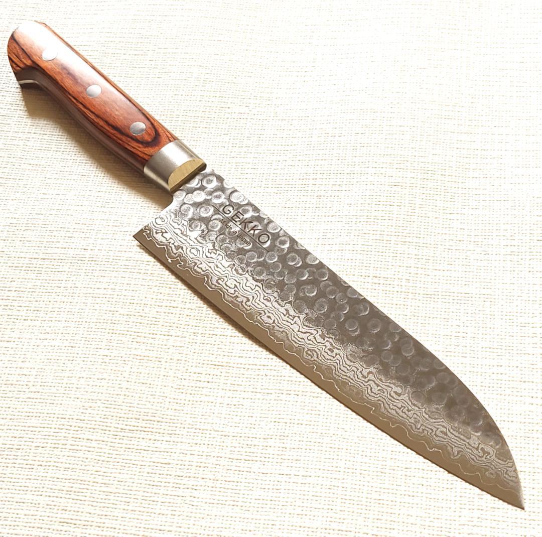ゆ*り様 VG10 ダマスカス 三徳包丁185mm 茶柄 G1706E 月光作