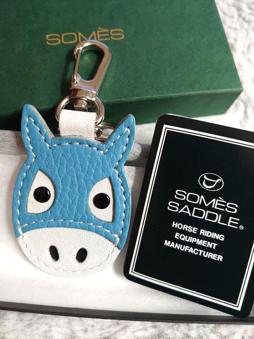 ソメスサドル 馬 メンコ キーホルダー ブルー SOMES SADDLE