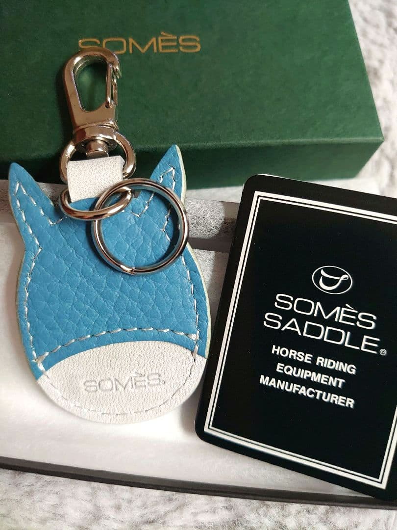 ソメスサドル 馬 メンコ キーホルダー ブルー SOMES SADDLE