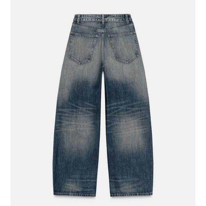 完売品 ZARA TRF ミッドライズ折り返しウエストデニムパンツ 34