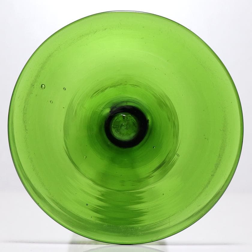 オールド・バカラ 1900年頃 緑硝子 31cm グラヴュール 金彩 大型 花瓶