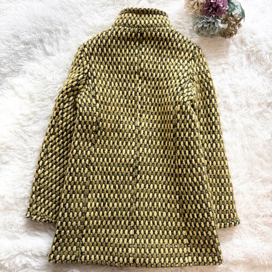 美品【MISSONI】最高級 オレンジタグ スタンドカラー ツイードコート 44