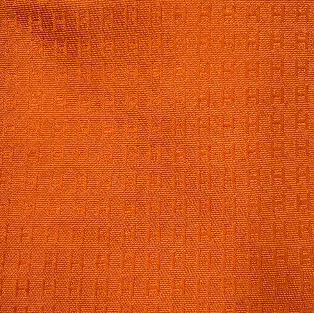 【美品】エルメス　ネクタイ　ファソネ　オレンジ　H柄　ハイブランド　高級シルク