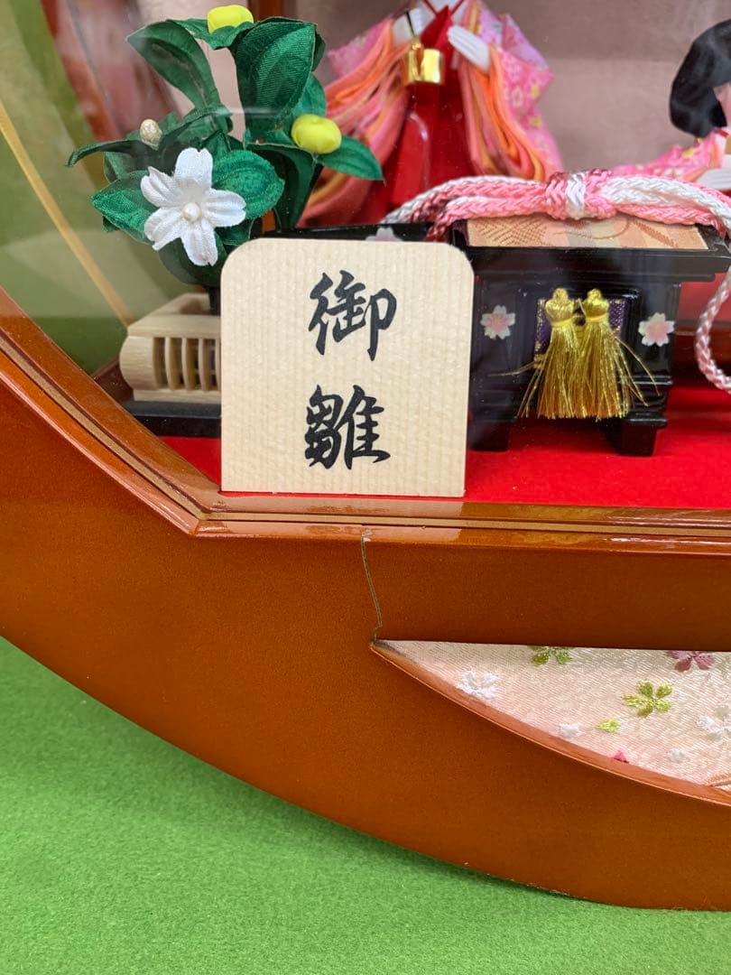 お雛様　円形アクリルケース　難あり