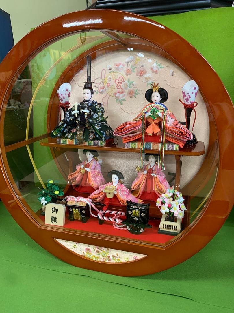 お雛様　円形アクリルケース　難あり