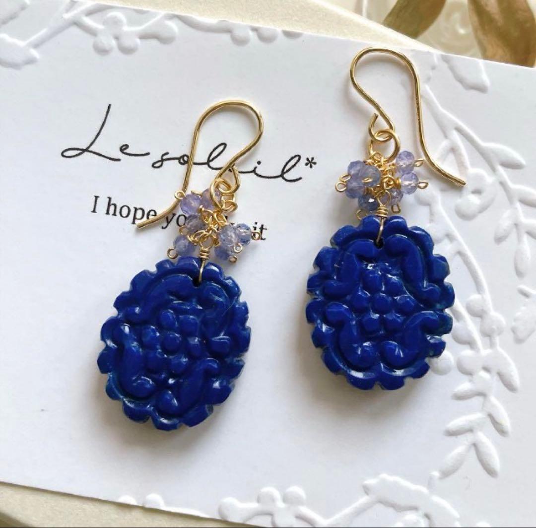 のんたん◆グランディディエライト×ブルームーンストーン×サファイアピアス