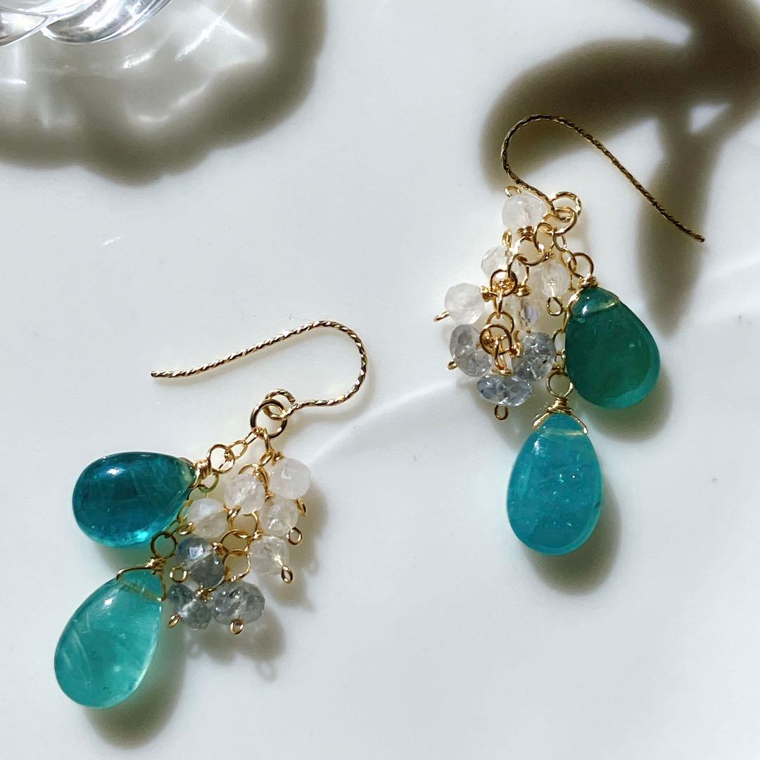 のんたん◆グランディディエライト×ブルームーンストーン×サファイアピアス