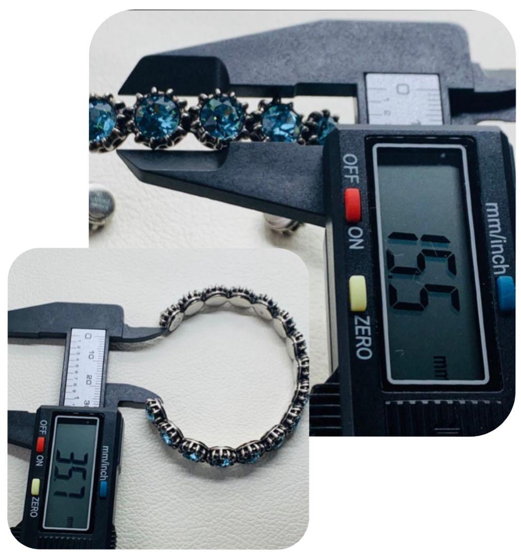 美品 グッチ キャット バングル ブルー ビジュー ブレスレット サイズ 18