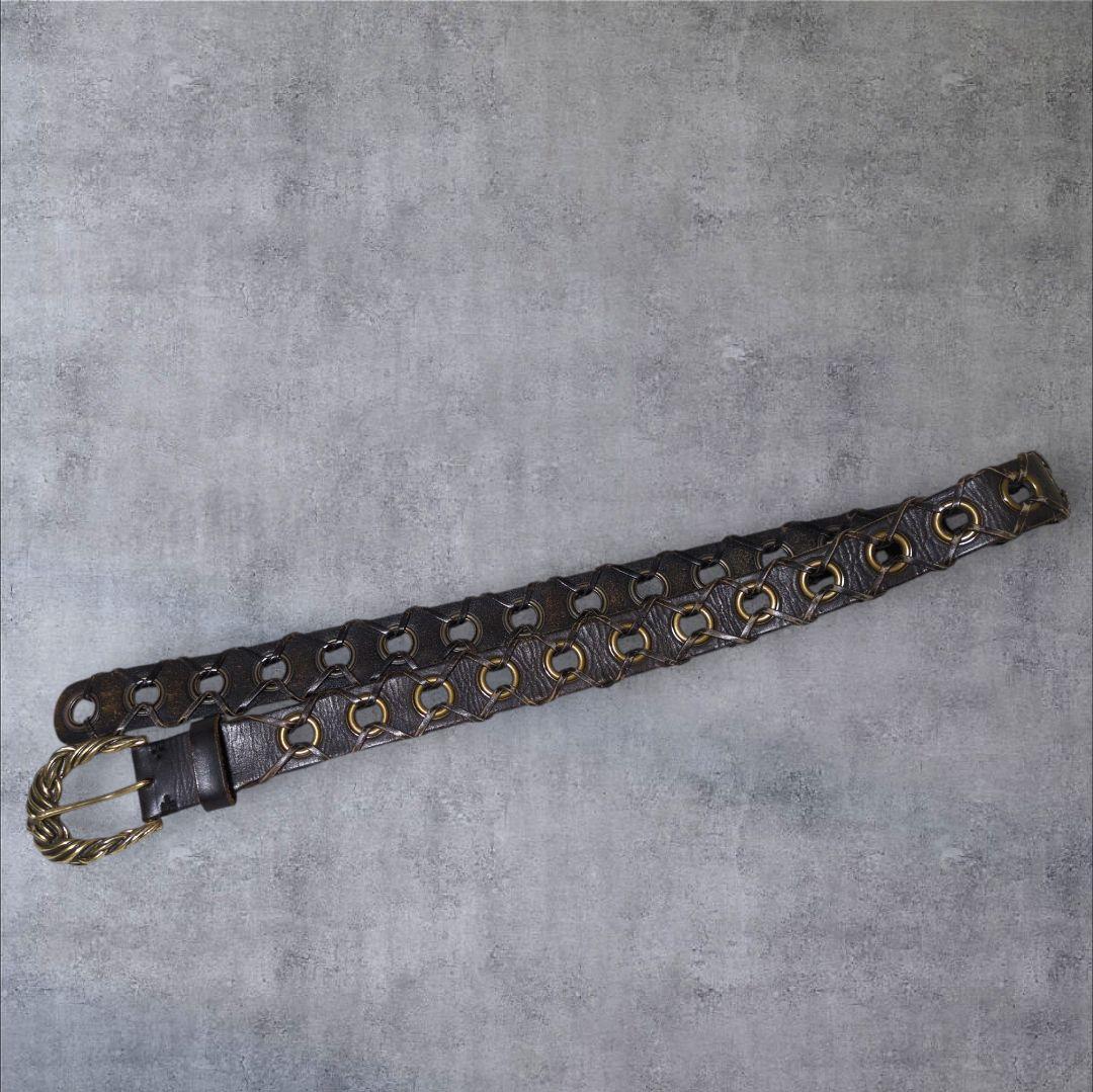 トルネードマート リング ベルト 本革 お兄系 ギャル男 ダークブラウン