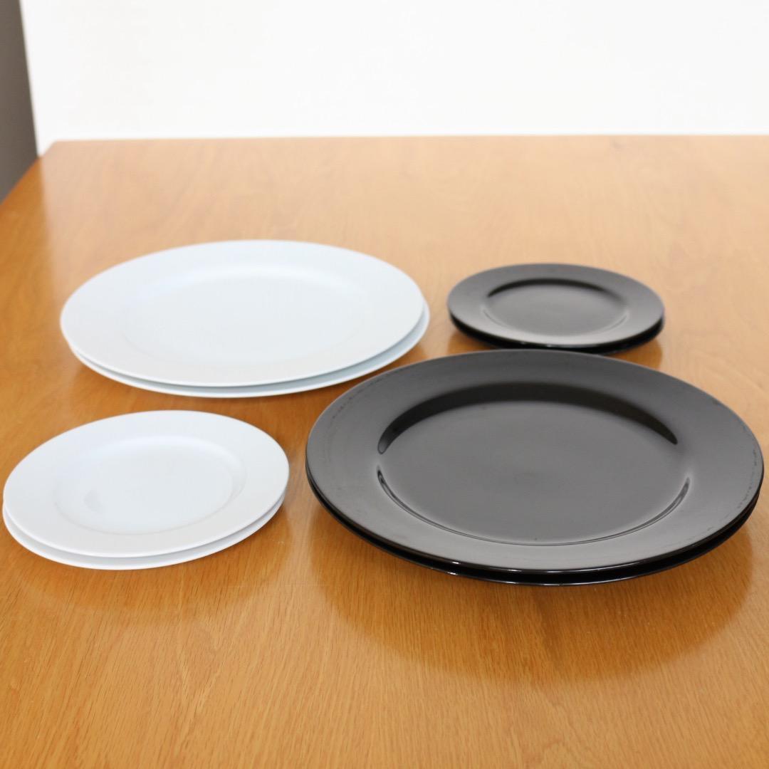 8枚 イタリア製 TAITU タイツー 器 プレート 白 黒 ディナープレート