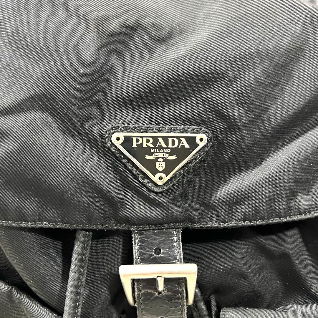 PRADA リュック バックパック 三角ロゴ 黒ブラック レザー ナイロン白タグ