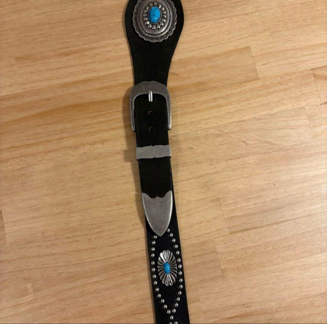 スタッズ レザー ターコイズ ベルト 本革 レザー ビンテージ