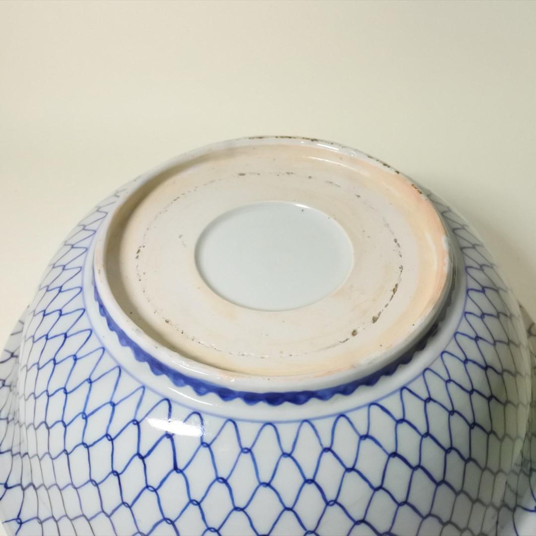 江戸後期　伊万里　染付　網手　大鉢　骨董品　アンティーク