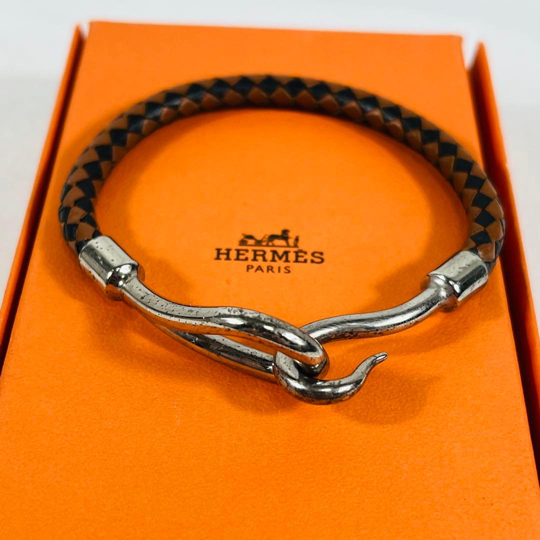 HERMES エルメス ジャンボ　編み込み　レザーバングル　ブレスレット箱無