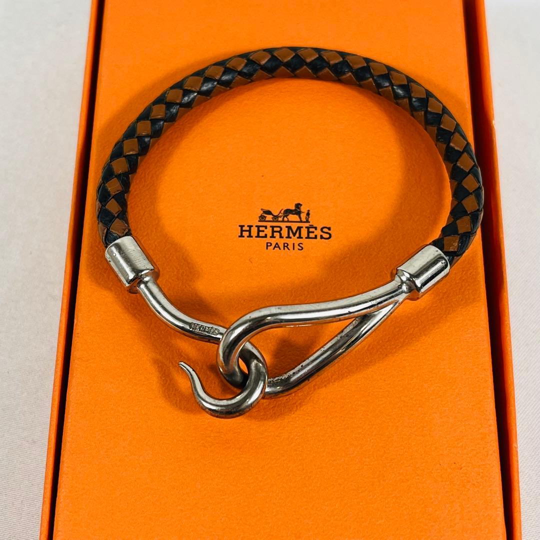 HERMES エルメス ジャンボ　編み込み　レザーバングル　ブレスレット箱無