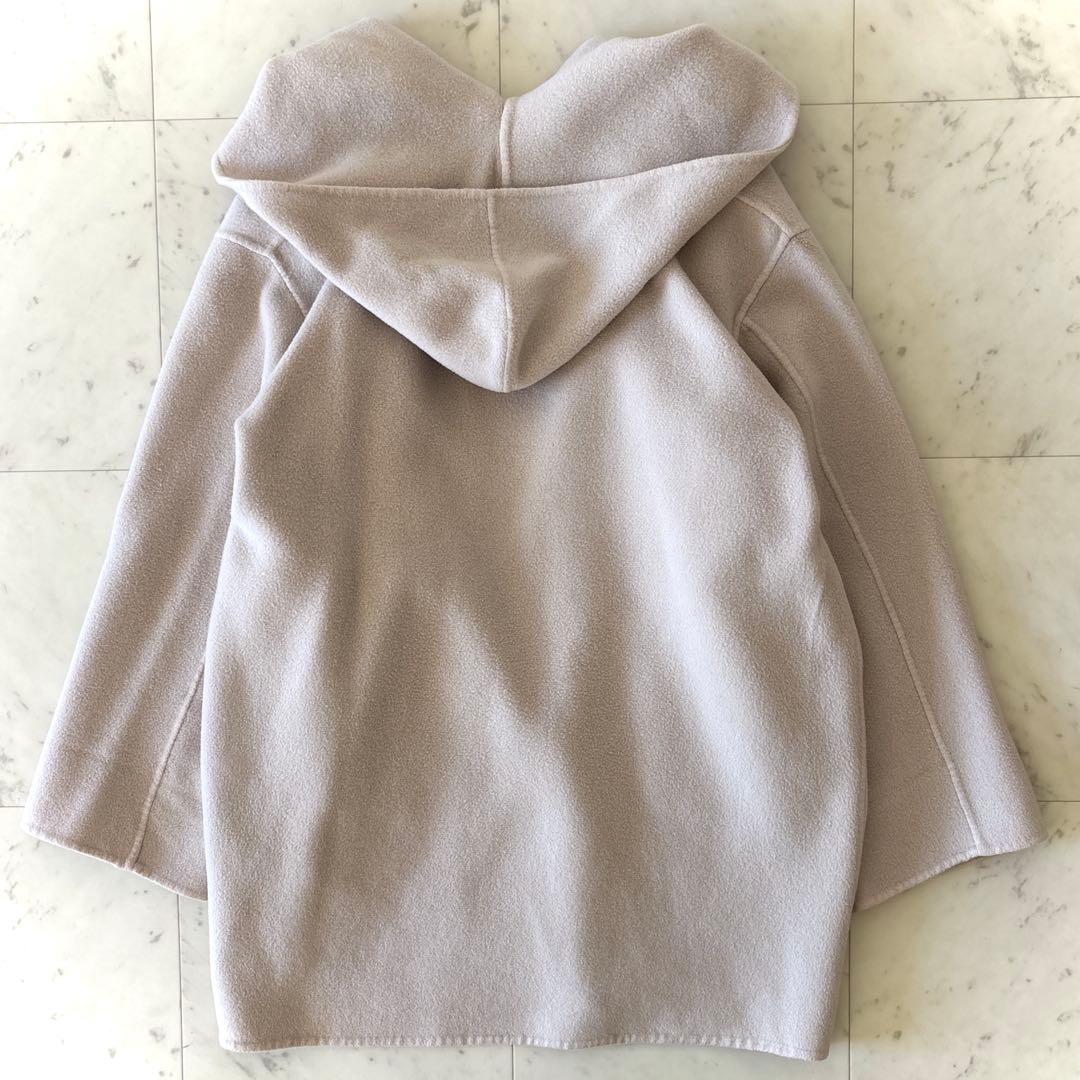 美品 スピックアンドスパン ダブルモッサリバーフーディーコート カシミヤ混 38