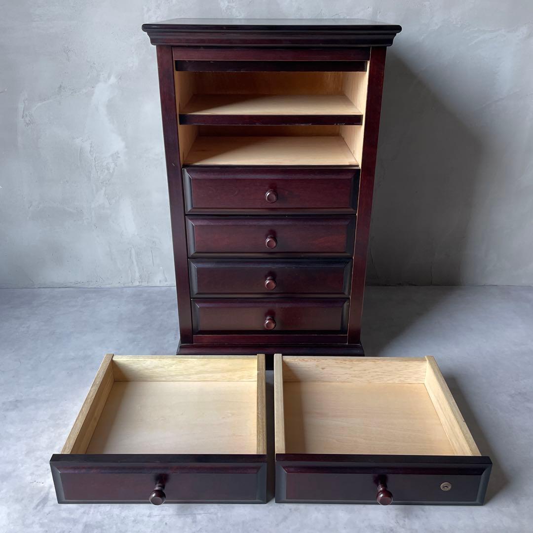 桜材 葉隠 民芸家具 木製 6段抽斗 小箪笥 ナイトテーブル サイドボード
