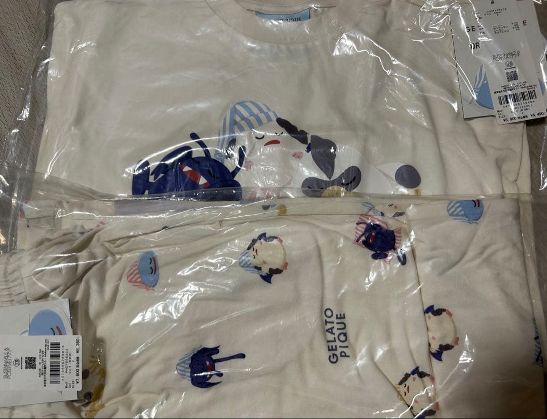 ジェラピケドラクエレディースモンスターワンポイントロンT＆総柄ロングパンツセット