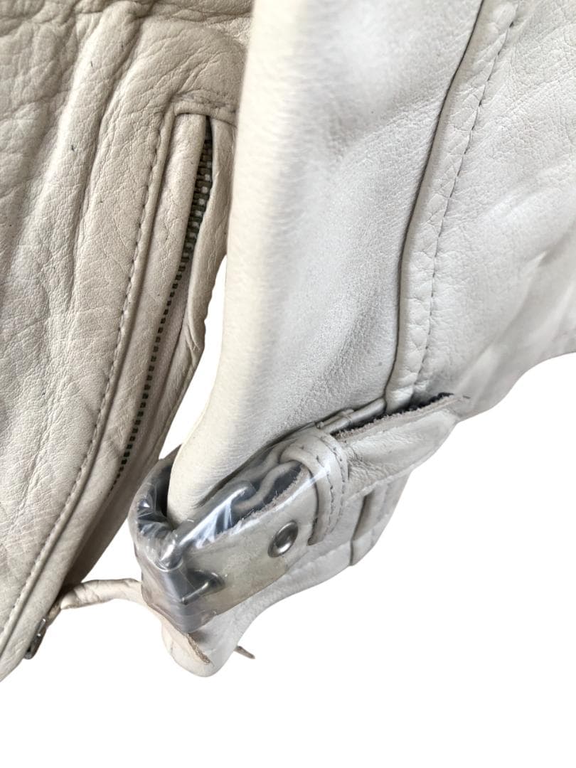 [訳あり]新品 Schott シングルライダースレザージャケット アイボリー/M