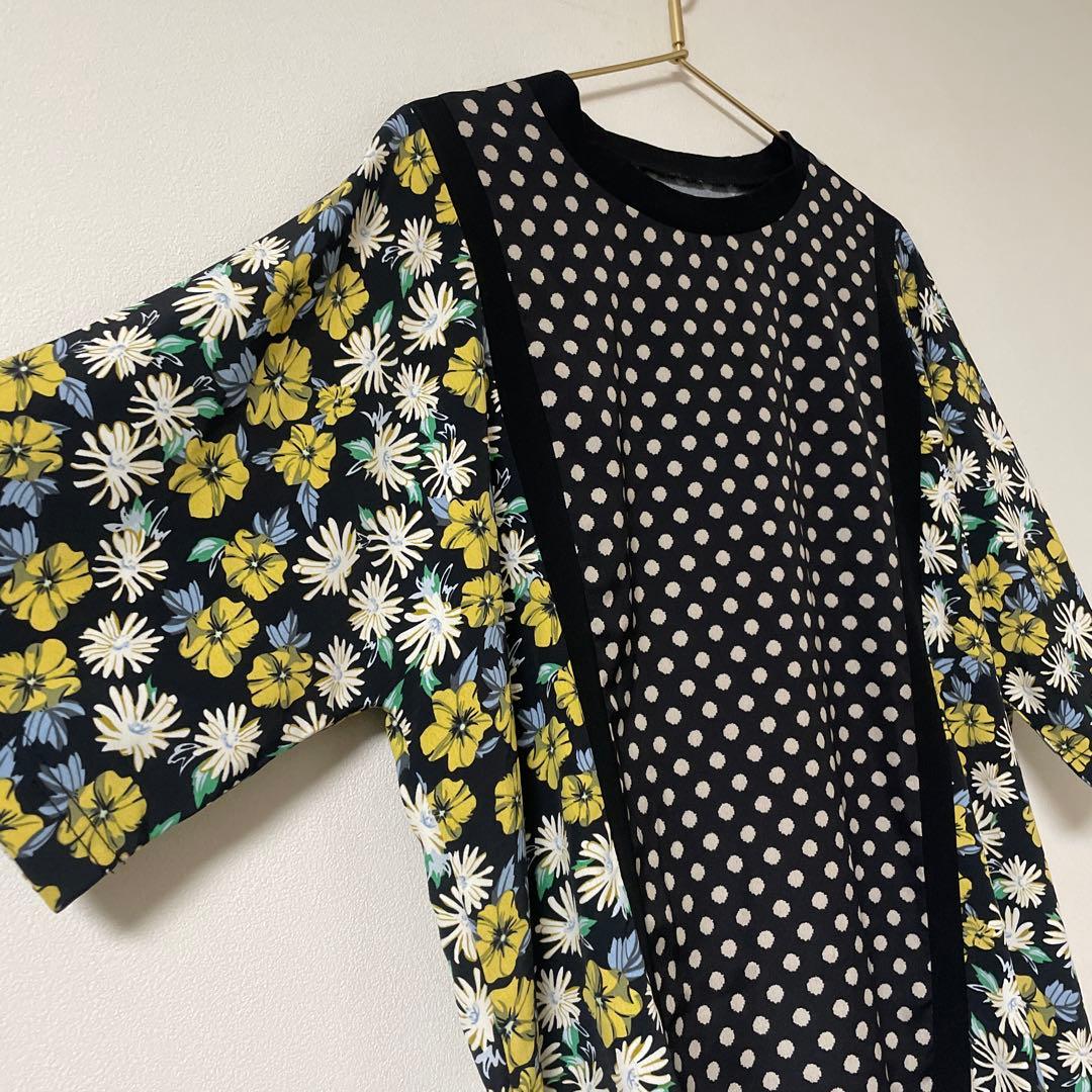 パピヨネ★SUM1 STYLEスミ スタイル花柄切り替えTシャツ