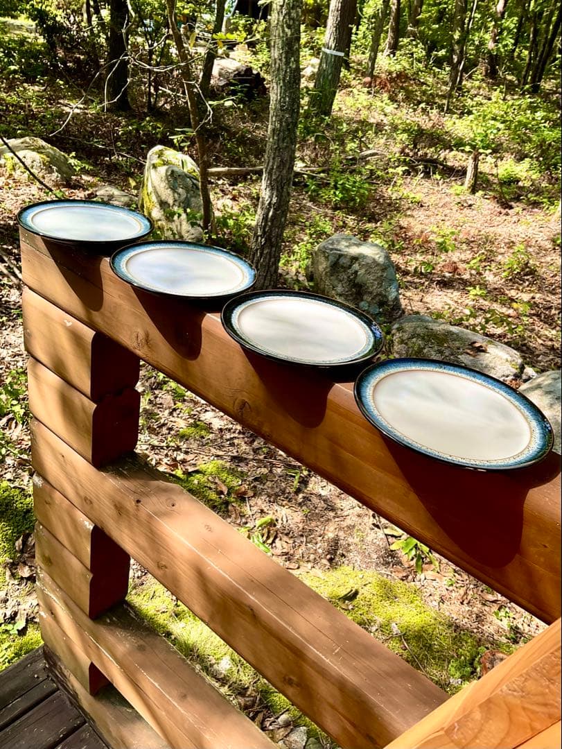 Denby デンビー黒、藍〜白のグラデーション皿4枚セット英国製