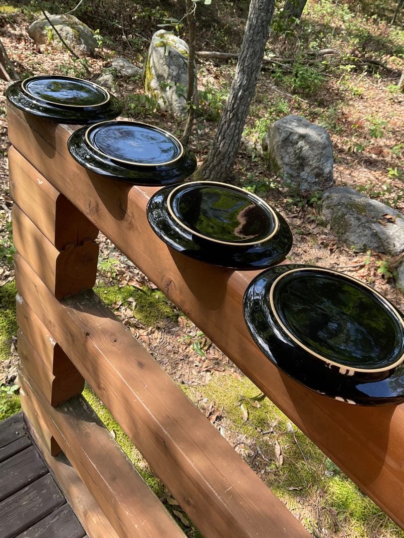 Denby デンビー黒、藍〜白のグラデーション皿4枚セット英国製