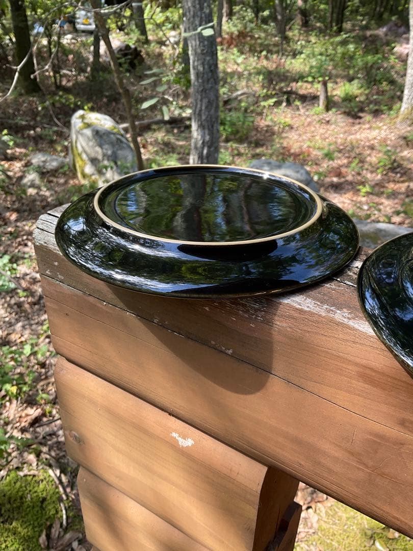 Denby デンビー黒、藍〜白のグラデーション皿4枚セット英国製