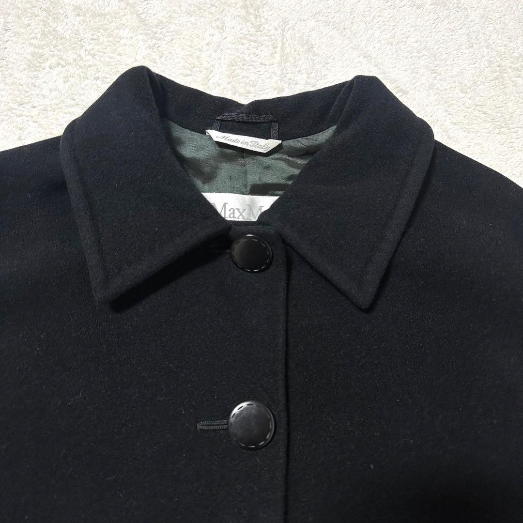 上質✨高級✨MaxMara 白タグ ロングコート ウール アンゴラ 黒 42