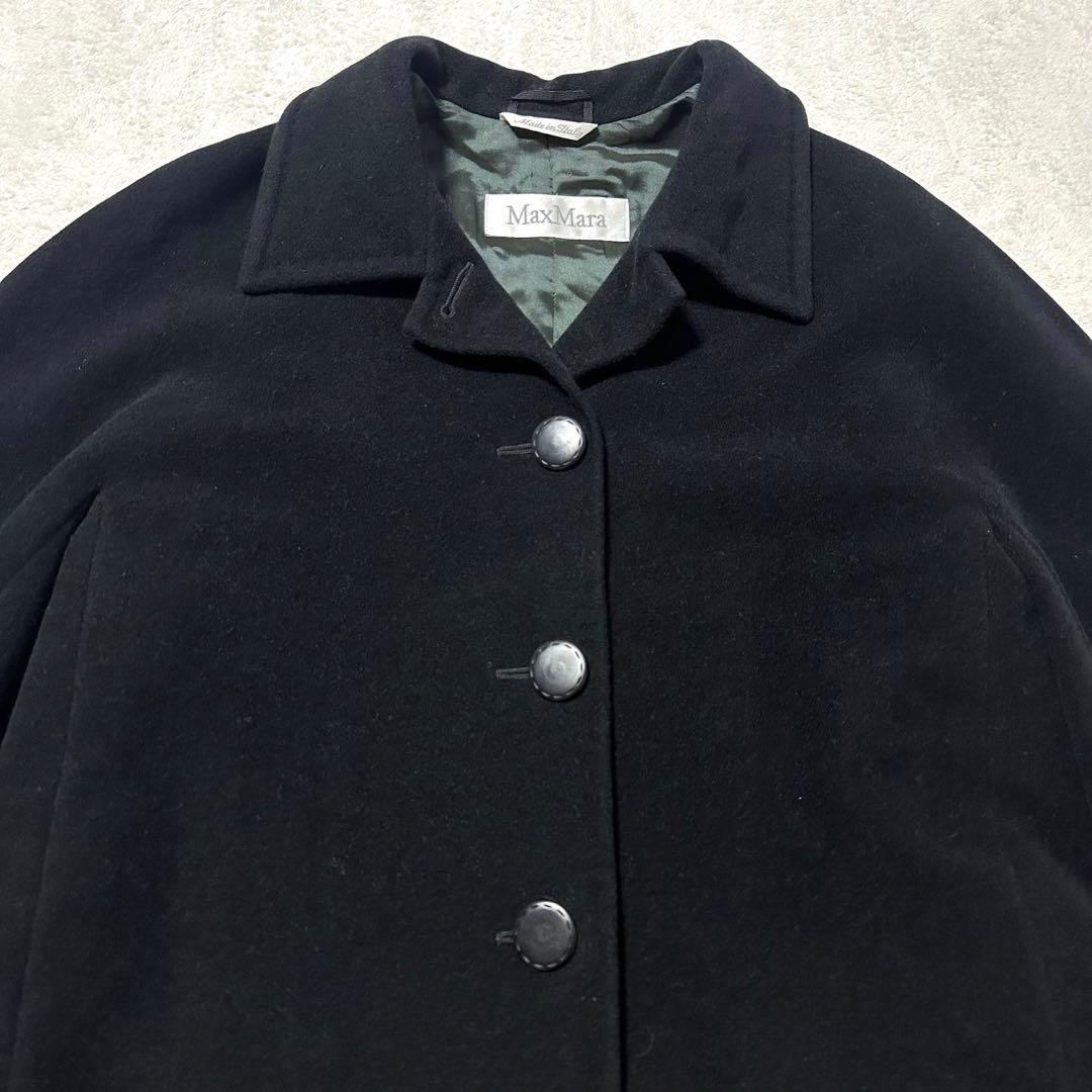 上質✨高級✨MaxMara 白タグ ロングコート ウール アンゴラ 黒 42